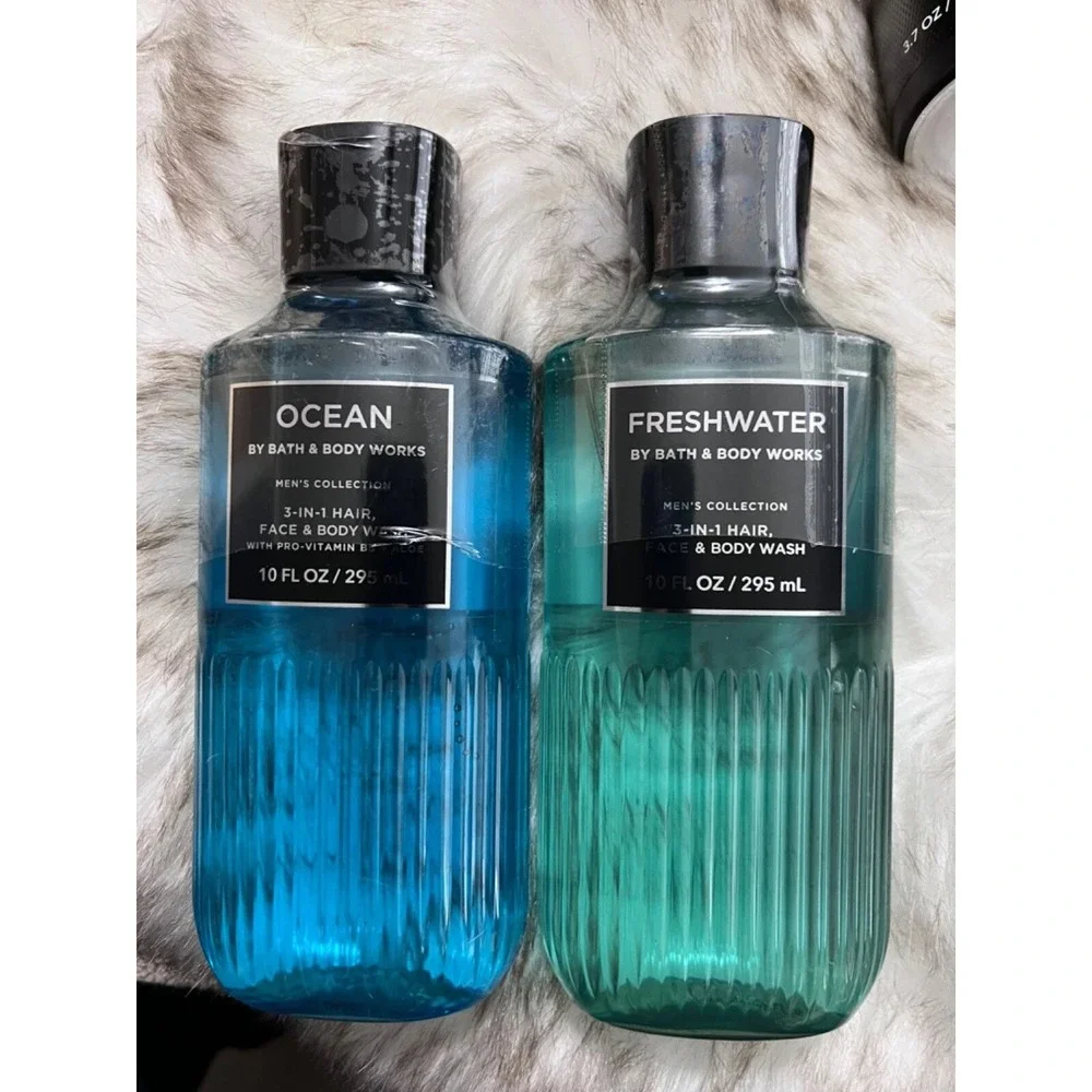 Bath & Body Works Mens Ocean Freshwater 3-in-1 Hair Face Body Wash Set 10oz‎